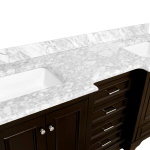 Kitchen Bath Collection Nantucket 72-inch Double Bathroom Vanity (Chocolate/Carrara): Includes Chocolate Cabinet with Authentic Italian Carrara Marble Countertop and White Ceramic Sinks