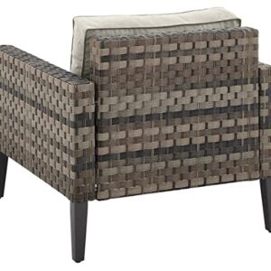 Crosley Furniture Prescott Outdoor Chair, Wicker Patio Chairs for Porch, Deck, Balcony, Backyard, Brown with Taupe Cushions