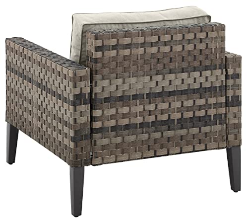 Crosley Furniture Prescott Outdoor Chair, Wicker Patio Chairs for Porch, Deck, Balcony, Backyard, Brown with Taupe Cushions