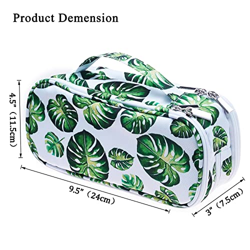 LParkin Tree Leaves Cute Pencil Case Super Large Capacity 3 Compartments Canvas Pen Bag Pouch Stationary Case Makeup Cosmetic Bag