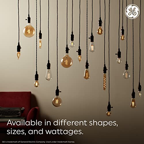 GE Vintage Style LED Light Bulbs, 60 Watt, Amber Finish, ST19 Edison Style Bulbs (6 Pack)