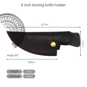 5.5"6" Inch Knife Sheath Leather Case For Fixed Blade Serbian Boning Knife Holder Outdoor Tool Belt Loop Clip Knives Scabbard (6 Inch Black)