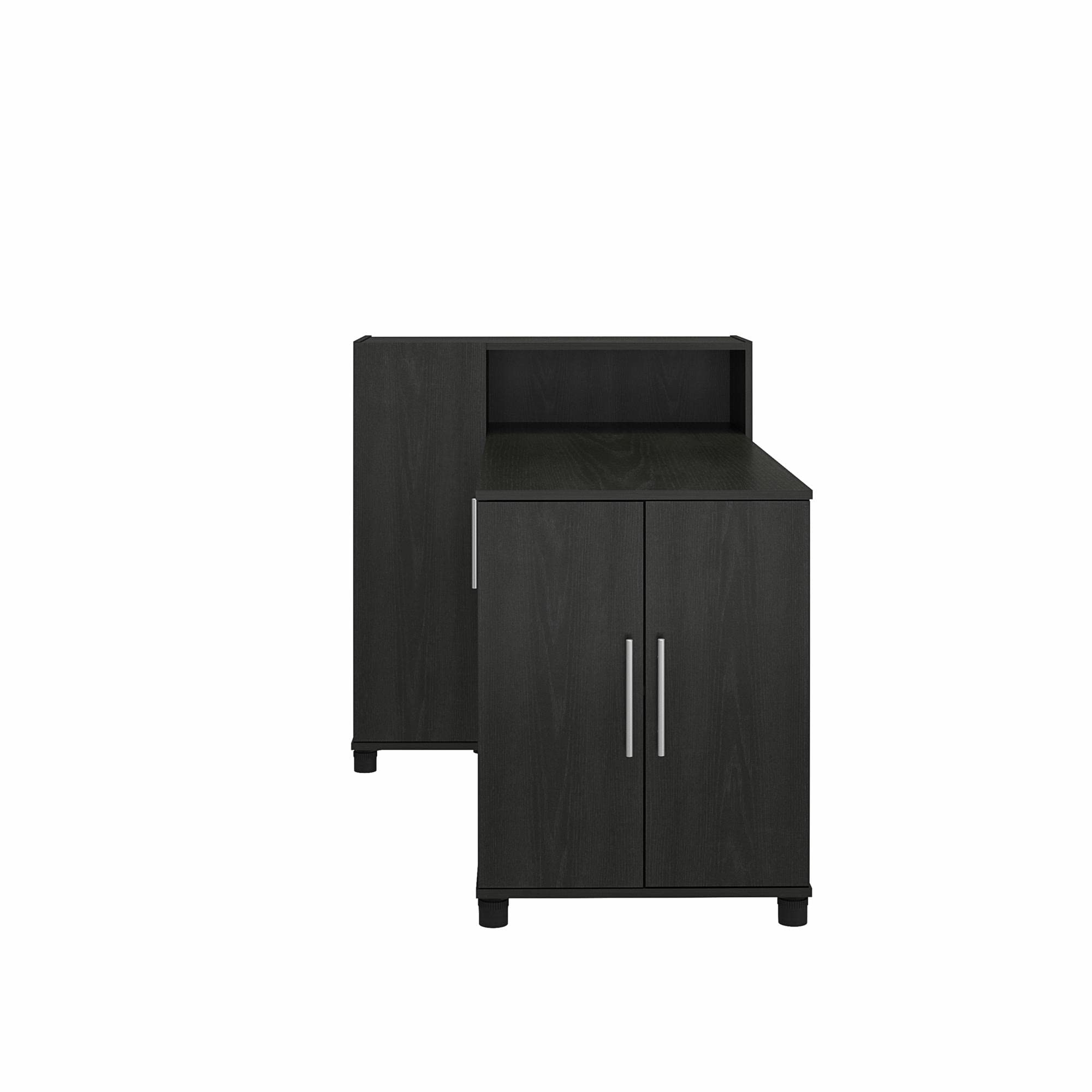 Systembuild Evolution Camberly Hobby and Craft Desk with Storage Cabinet, Black Oak