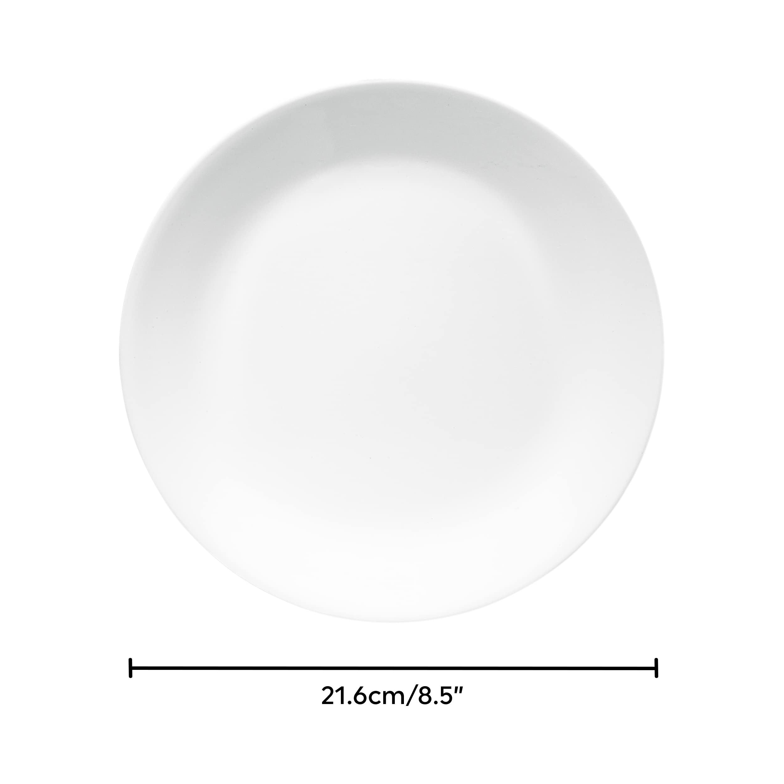 Corelle Vitrelle 4-Pieces 8.5" Glass Salad/Appetizer Plates, Chip & Crack Resistant Glass Dinnerware Set Plates, Winter Frost White