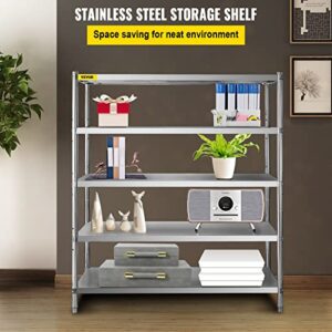 VEVOR Storage Shelf, 5-Tier Storage Shelving Unit, Stainless Steel Garage Shelf, 70.9 x 17.7 x 70.9 inch Heavy Duty Storage Shelving, 1650 Lbs Total Capacity with Adjustable Height