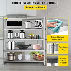 VEVOR Storage Shelf, 5-Tier Storage Shelving Unit, Stainless Steel Garage Shelf, 70.9 x 17.7 x 70.9 inch Heavy Duty Storage Shelving, 1650 Lbs Total Capacity with Adjustable Height