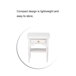 Aoutecen White Nightstand Model, Night Stand Cabinet Model Fashionable Appearance Non to toxic with Drawer for Doll's Bedroom