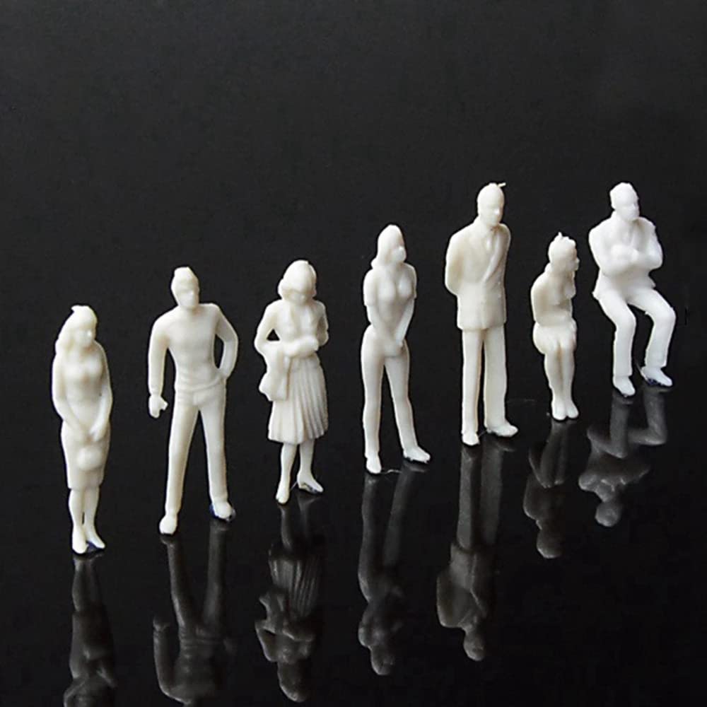 NATUMER 30Pcs Unpainted Tiny People Figures 1:25 Scale Model Trains Architectural O Scale Sitting and Standing Miniatures Figures