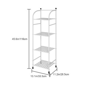 Isyunen 4 Tier Bathroom Storage Open Shelf Unit,Storage Shelf Rack,Free-Standing Metal Corner Rack Shelving for Bathroom,Kitchen, Living Room, Hallway,Display Bath Essentials, Planters, Books