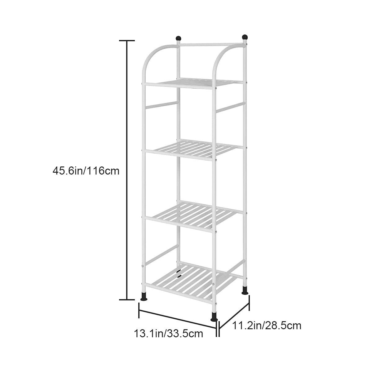 Isyunen 4 Tier Bathroom Storage Open Shelf Unit,Storage Shelf Rack,Free-Standing Metal Corner Rack Shelving for Bathroom,Kitchen, Living Room, Hallway,Display Bath Essentials, Planters, Books