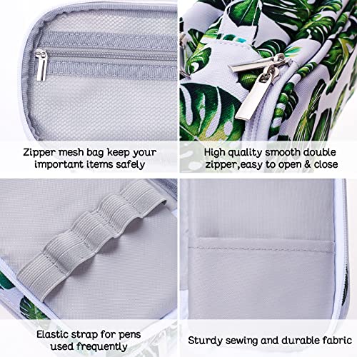 LParkin Tree Leaves Cute Pencil Case Super Large Capacity 3 Compartments Canvas Pen Bag Pouch Stationary Case Makeup Cosmetic Bag