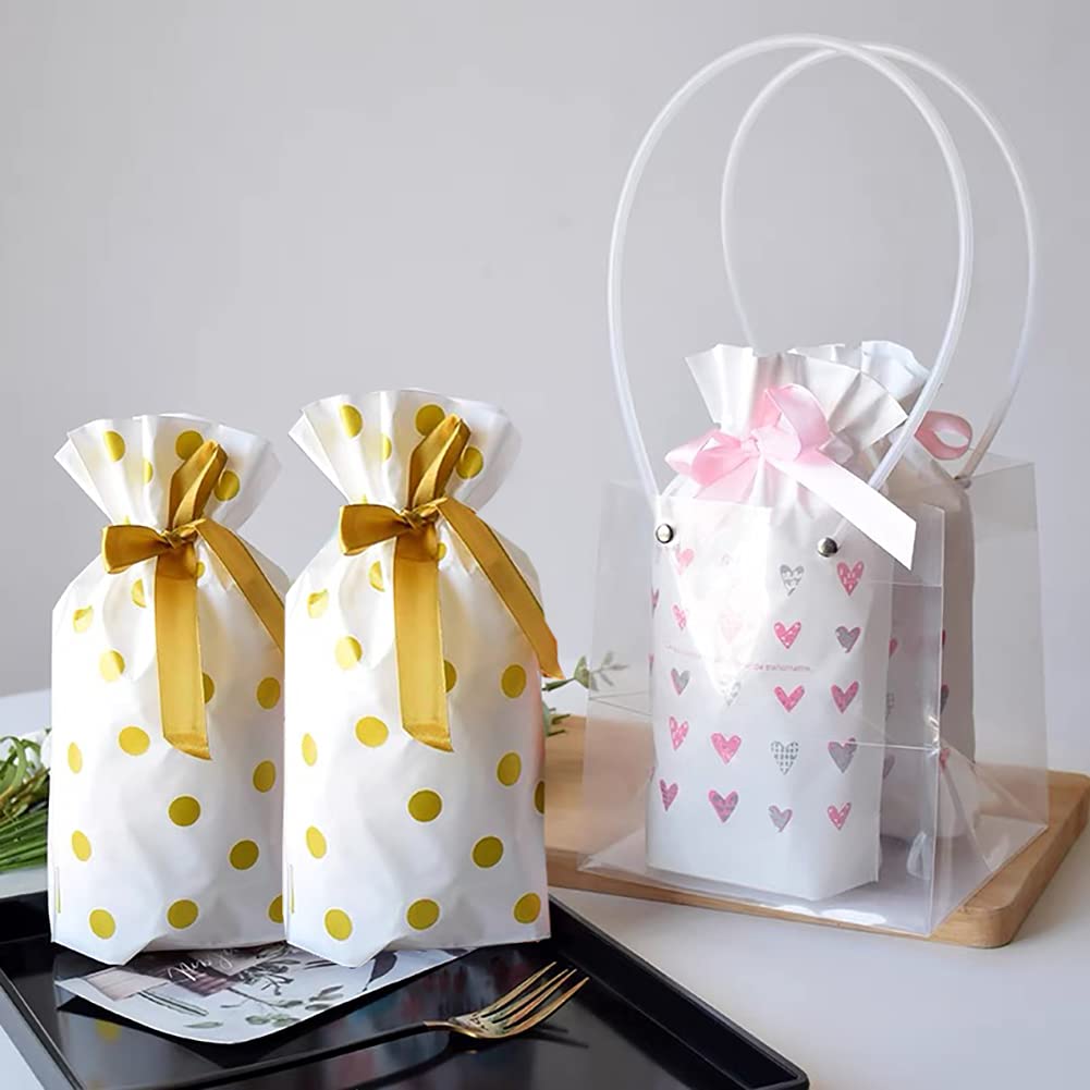 Enjonar 24pcs Treat Bags Party Favor Bags Plastic Drawstring Gift Bags Candy Goodies Bags Food Storage Bags Gift Wrapping Package for Birthday Party Wedding Baby Shower Bridal Shower Holiday Party