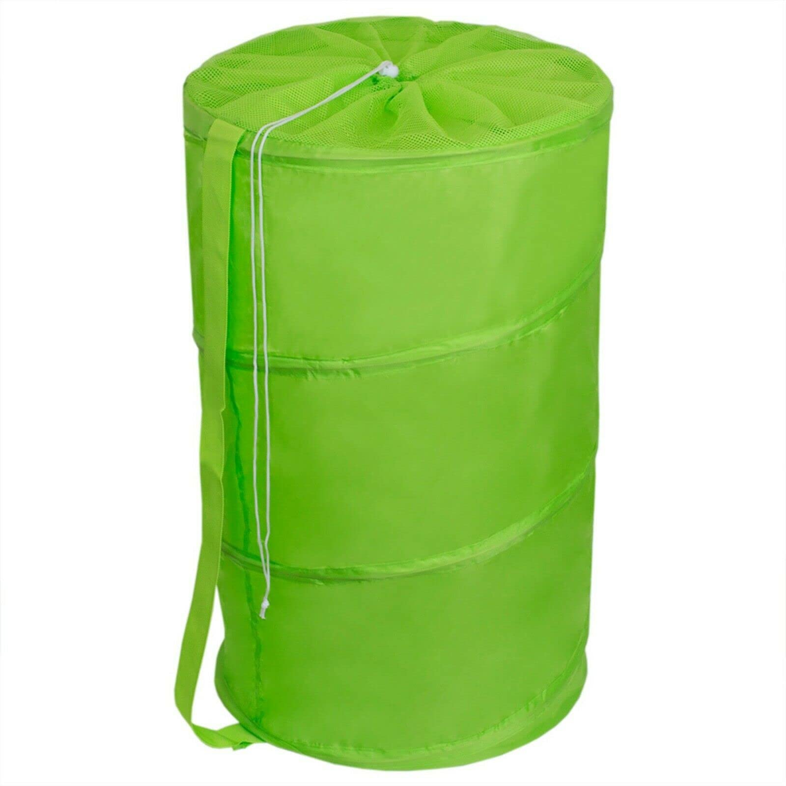 Laundry Basket Pop Up Barrel Hamper Collapsible Breathable Mesh Bag Solid Color - Lime