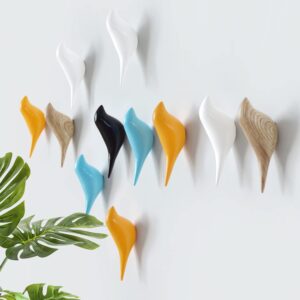 5PCS Bird Wall Hooks Coat Hooks Resin Bird Hooks Colorful Bird Wall Decor Home Art Bird Towel Hook Hat Rack Entryway Bathroom Kitchen