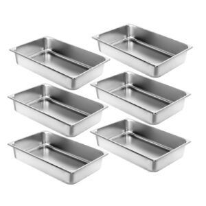 wantjoin full size steam table pans, 6-pack 4 inch deep restaurant steam table pans commercial, hotel pan made of 201 gauge stainless steel