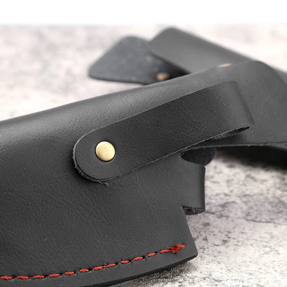 5.5"6" Inch Knife Sheath Leather Case For Fixed Blade Serbian Boning Knife Holder Outdoor Tool Belt Loop Clip Knives Scabbard (6 Inch Black)