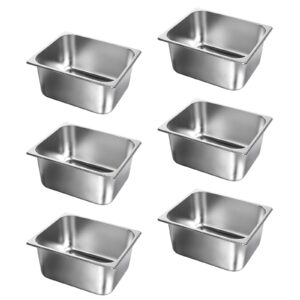 wantjoin 1/2 half size steam table pans, 6-pack 6 inch deep restaurant steam table pans commercial, hotel pan made of 201 gauge stainless steel