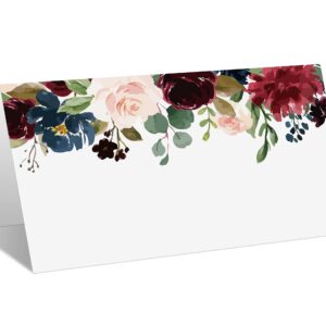 Place Cards for Floral Party, Editable Name Place Cards, Seating Place Cards for Tables, Tent Style Cards for Wedding, Valentine's Day, Bride & Baby Shower, Easy Folding, Pack of 25 Escort Cards(B12)