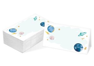 table place card, space themed tent style cards, pack of 25 half-fold reception place card, astronaut birthday decor, perfect for baby shower, space galaxy birthday party and special events c29