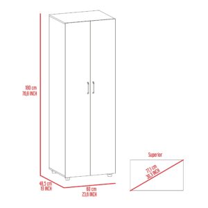 Tuhome Aurora Armoire, Two Interior Shelves, Rod, Double Door -Black