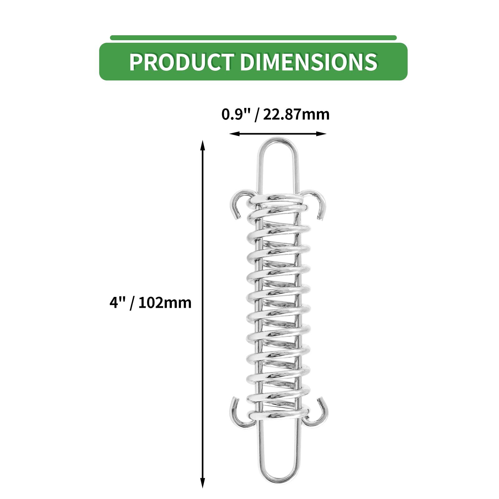 PHITUODA 2Pcs Outdoor Porch Swing Springs,160 Lb Capacity Hanging Springs for Chairs Hammock Yoga, Light Duty Chrome Plated Swing Spring, Rust Resistant Porch Swing Springs for Dog Chain