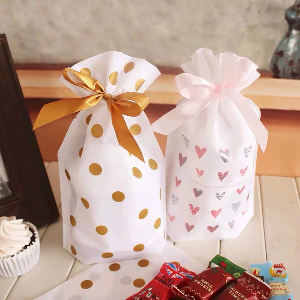 Enjonar 24pcs Treat Bags Party Favor Bags Plastic Drawstring Gift Bags Candy Goodies Bags Food Storage Bags Gift Wrapping Package for Birthday Party Wedding Baby Shower Bridal Shower Holiday Party