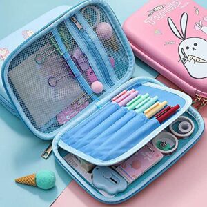 Bunny Pencil Case Holder for Boys Girls Kids, Cute EVA Pen Marker Pouch Stationery Box Anti-Shock Large Storage Capacity Multi-Compartment for School KG APHA Pink…