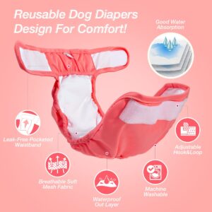 Pet Soft Washable Female Diapers (3 Pack) – Female Dog Diapers, Comfort Reusable Doggy Diapers for Girl Dog in Period Heat (Sprightly, S)