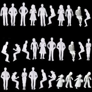 natumer 30pcs unpainted tiny people figures 1:25 scale model trains architectural o scale sitting and standing miniatures figures