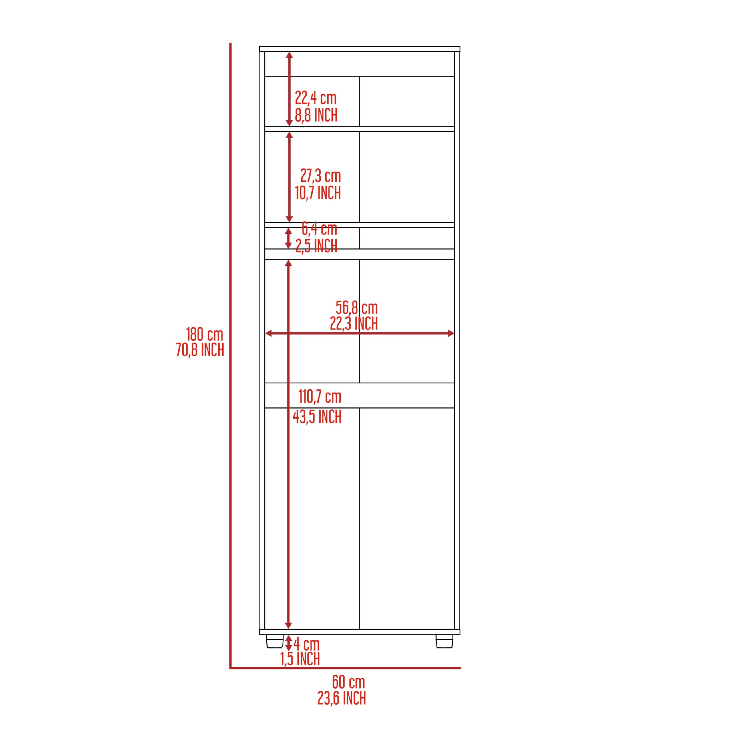 Tuhome Aurora Armoire, Two Interior Shelves, Rod, Double Door -Black