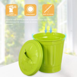 balacoo Mini Trash Metal Tin Buckets Garbage Container Bin Mini Trash Can- Desktop Waste Storage Bin- Plastic Trash Can Storage Pot Lovely Small Flowerpot with Lid Recycle Bin Mini Trash Lint