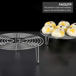 Cabilock Stainless Steel Steamer Rack Round Cooling Rack Microwave Tray Microwave Plate Stacker Cooking Supplies for Steaming Bacon Snacks (20 * 7cm)