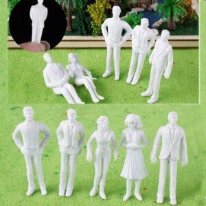 NATUMER 30Pcs Unpainted Tiny People Figures 1:25 Scale Model Trains Architectural O Scale Sitting and Standing Miniatures Figures