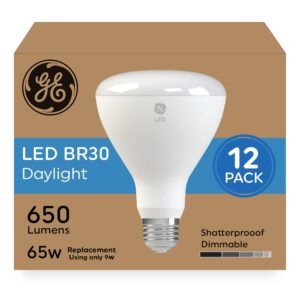 GE LED Light Bulbs, 65 Watt, Daylight, BR30 Indoor Floodlights (12 Pack)