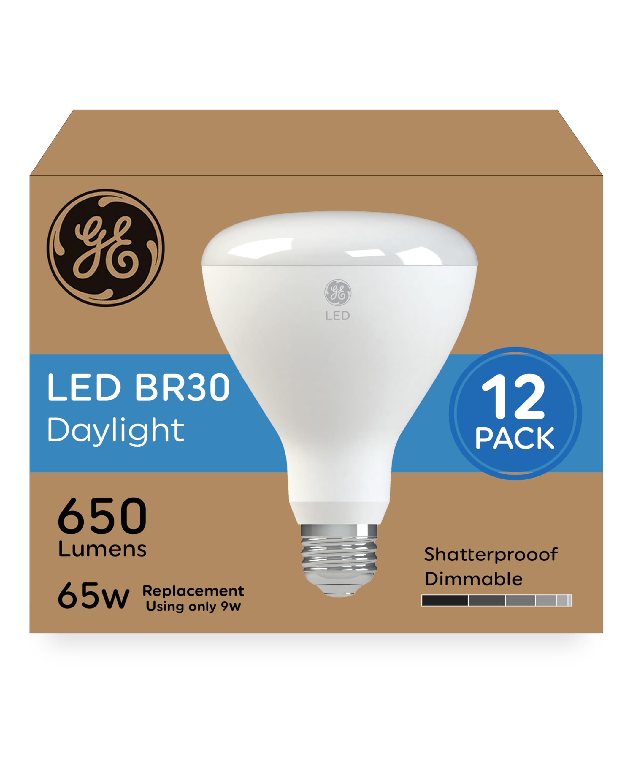 GE LED Light Bulbs, 65 Watt, Daylight, BR30 Indoor Floodlights (12 Pack)