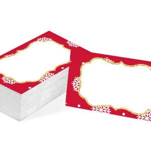 Table Place Card, Christmas Themed Tent Style Cards, Pack of 25 Half-Fold Reception Place Card, Perfect for Christmas Party, Wedding, Bridal & Baby Shower, Birthday, Banquet and Special Events B03