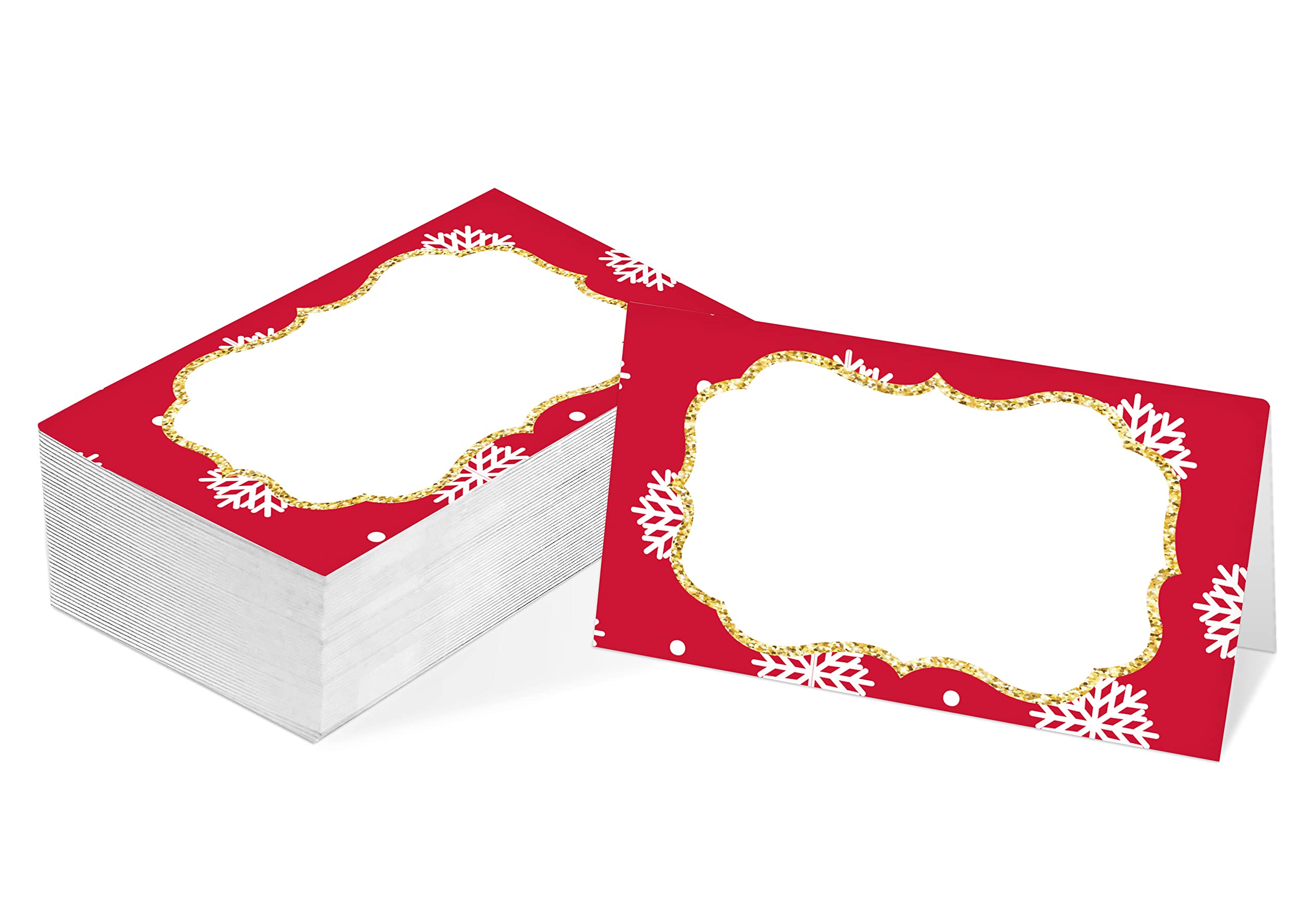 Table Place Card, Christmas Themed Tent Style Cards, Pack of 25 Half-Fold Reception Place Card, Perfect for Christmas Party, Wedding, Bridal & Baby Shower, Birthday, Banquet and Special Events B03