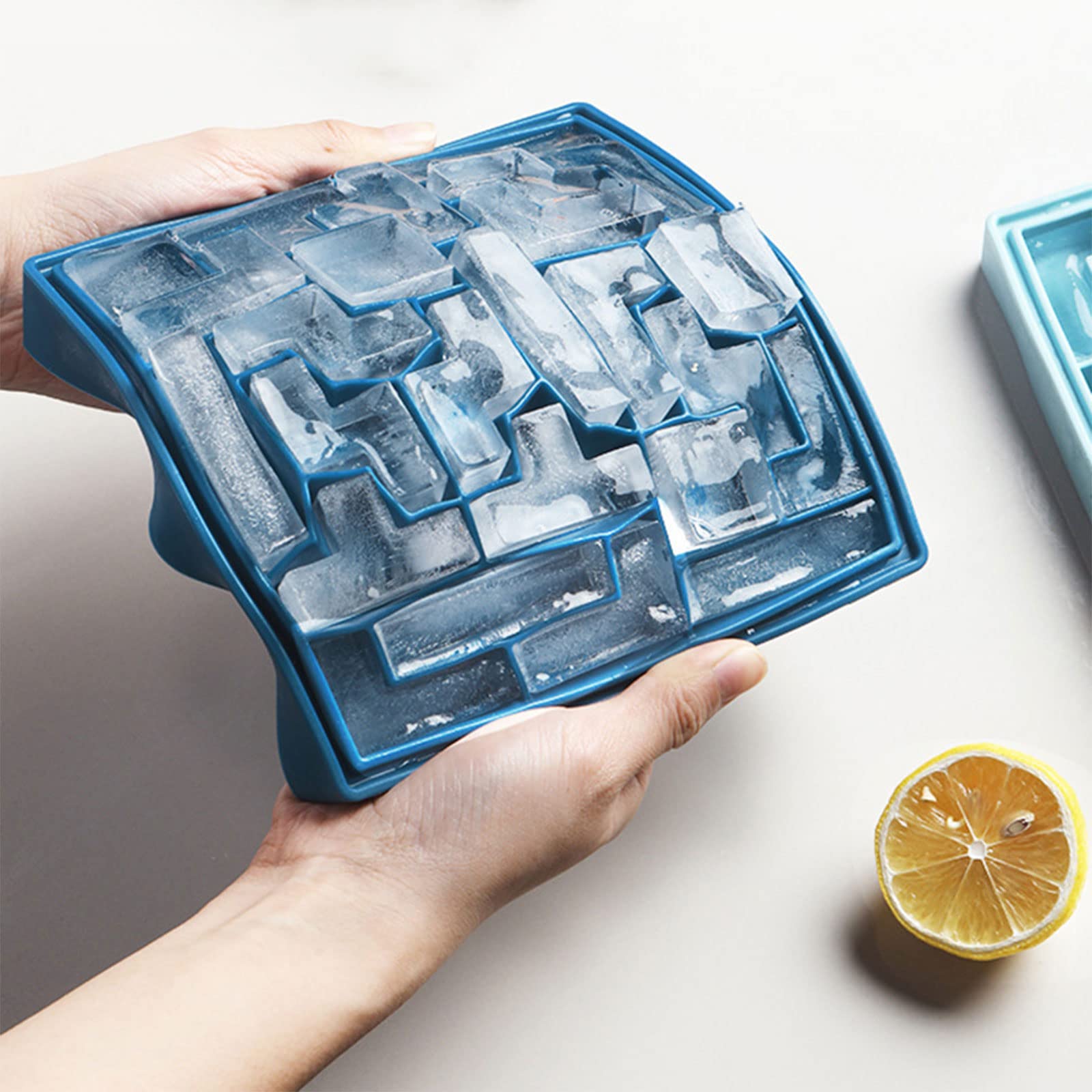 COMFEELING Puzzles Ice Cube Trays Easy Release Silicone Ice Mold for Juice Beverages Cocktail Tea Coffee