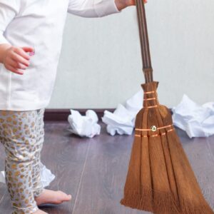 Cabilock Asian Straw Broom Thai Natural Flower Grass Broom Whisk Broom House Broom Retro Kid Sweeping Cleaning Broom for Home Kitchen Bedroom