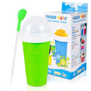 slushy maker cup - tik tok quick frozen magic cup, double layers slushie cup, diy homemade squeeze icy cup, fasting cooling make and serve slushy cup for milk shake, smoothies, slushies - green