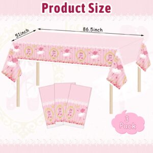 Ballerina Tablecloths Tutu Girl Birthday Party Supplies Ballerina Plastic Tablecover for Rectangle Table Romantic Elegant Ballet Pink Girl for Birthday Baby Shower Wedding Party Decor (3 Pieces)