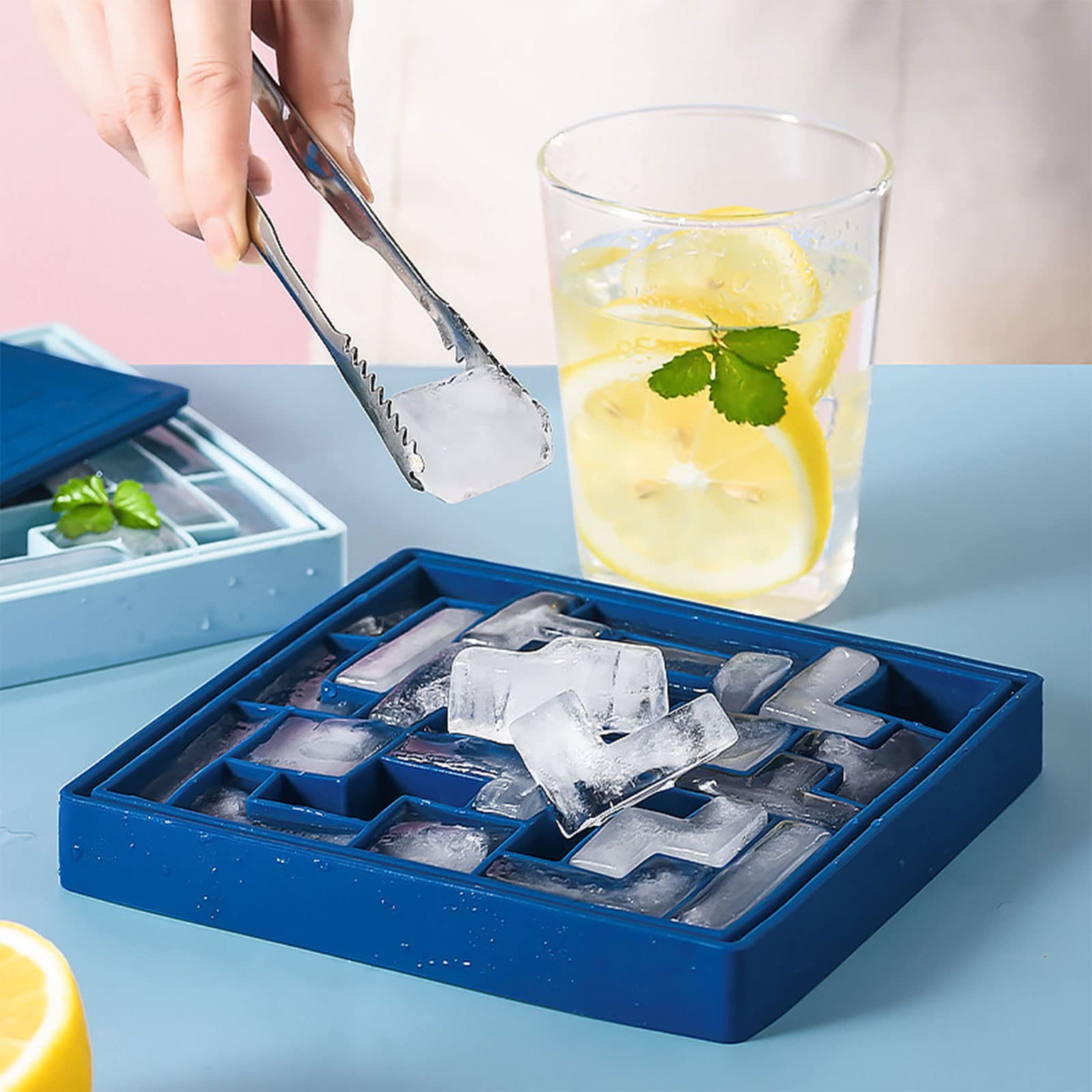 COMFEELING Puzzles Ice Cube Trays Easy Release Silicone Ice Mold for Juice Beverages Cocktail Tea Coffee