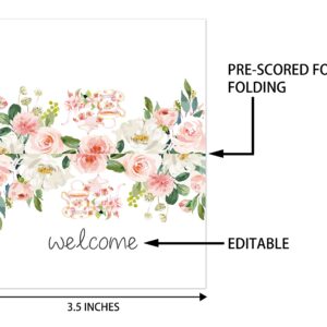 Place Cards for Floral Party, Editable Name Place Cards, Seating Place Cards for Tables, Tent Style Cards for Wedding, Valentine's Day, Bride & Baby Shower, Easy Folding, Pack of 25 Escort Cards(B17)