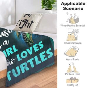 Just A Girl Who Loves Turtles Blanket, Teal Sea Turtle Decor Throw Blanket Gifts for Girls Super Warm Soft Plush Lightweight Fleece Flannel Blanket Winter Bedding Blanket for Kids Adults Women 40"x50"