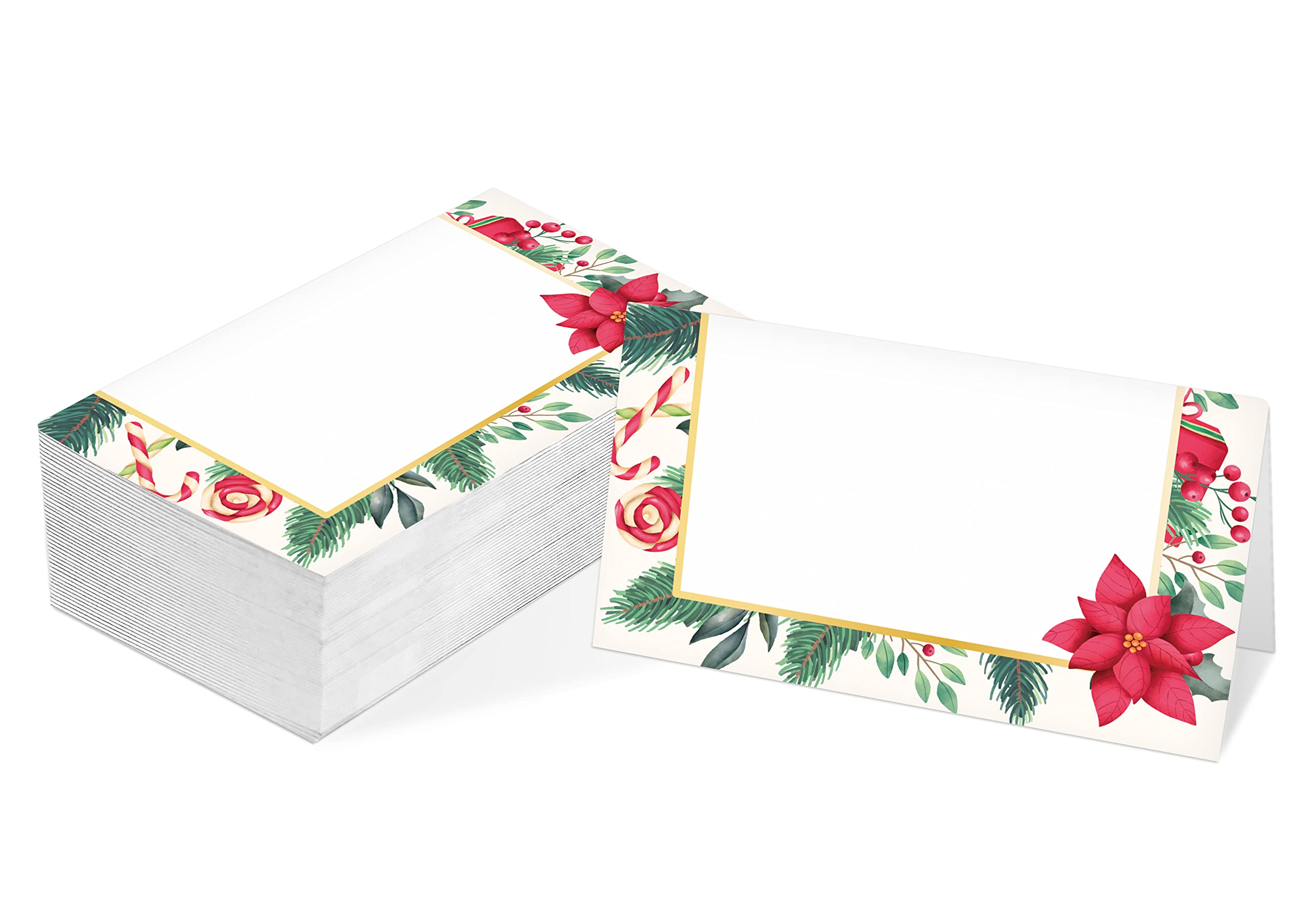 Table Place Card, Christmas Themed Tent Style Cards, Pack of 25 Half-Fold Reception Place Card, Perfect for Christmas Party, Birthday, Wedding, Bridal Shower, Baby Shower, Banquet C21