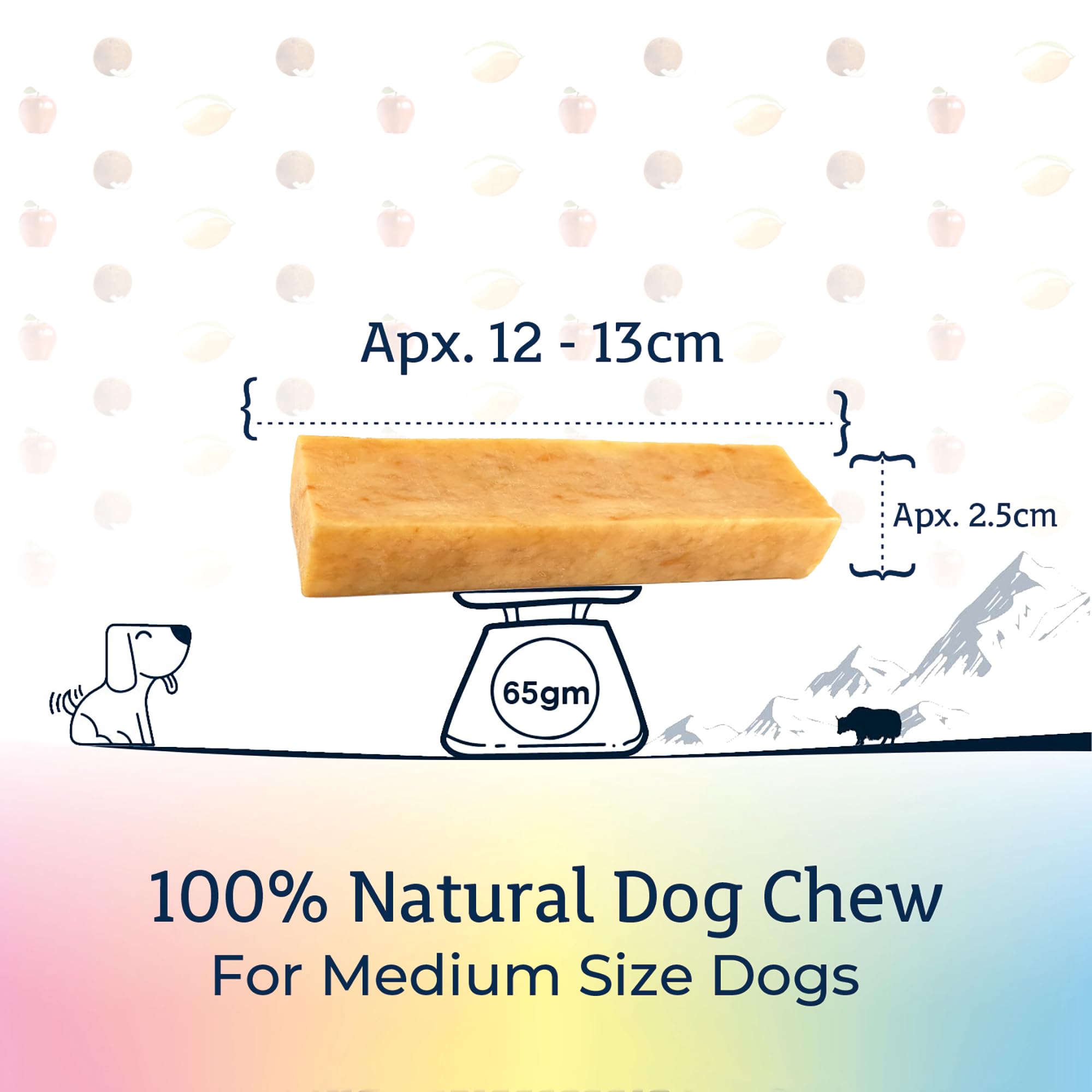 Himalayan Dog Chews Long Lasting - Mixed Fruits Yak Cheese Dental Chews for Dogs | Supports Digestion | Promotes Immunity | Healthy Dog Treats for Medium Dogs (6.8oz, Pack of 3)