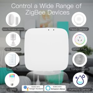 MOES Tuya ZigBee Hub/Wired Gateway, 2.4GHz WiFi Smart Home Bridge Remote Controller, Work with Tuya ZigBee Smart Device, White