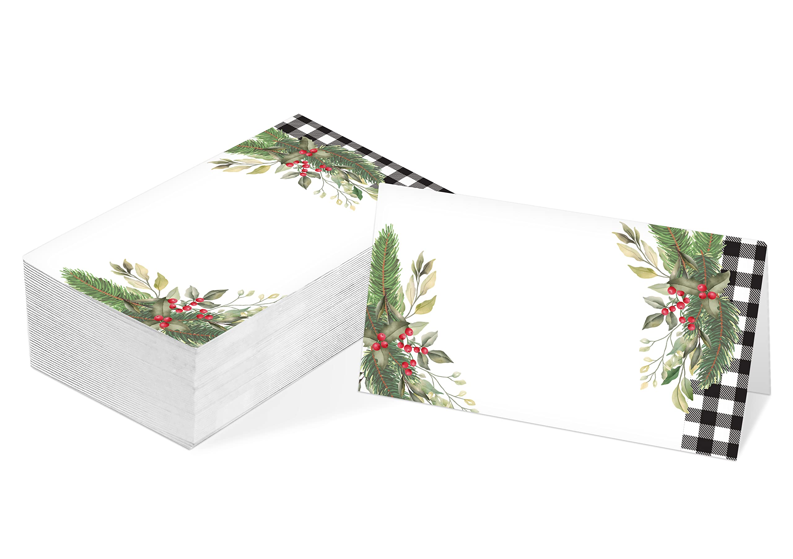 Table Place Card, Christmas Themed Tent Style Cards, Pack of 25 Half-Fold Reception Place Card, Perfect for Christmas Party, Birthday, Wedding, Bridal Shower, Baby Shower, Banquet C19