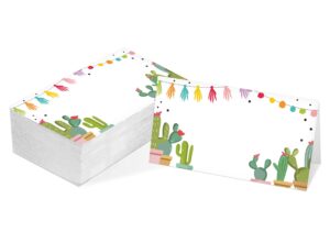 table place card, mexican fiesta themed tent style cards, pack of 25 half-fold reception place card, fiesta cactus food labels, fiesta confetti decor, perfect for baby shower, birthday party c27