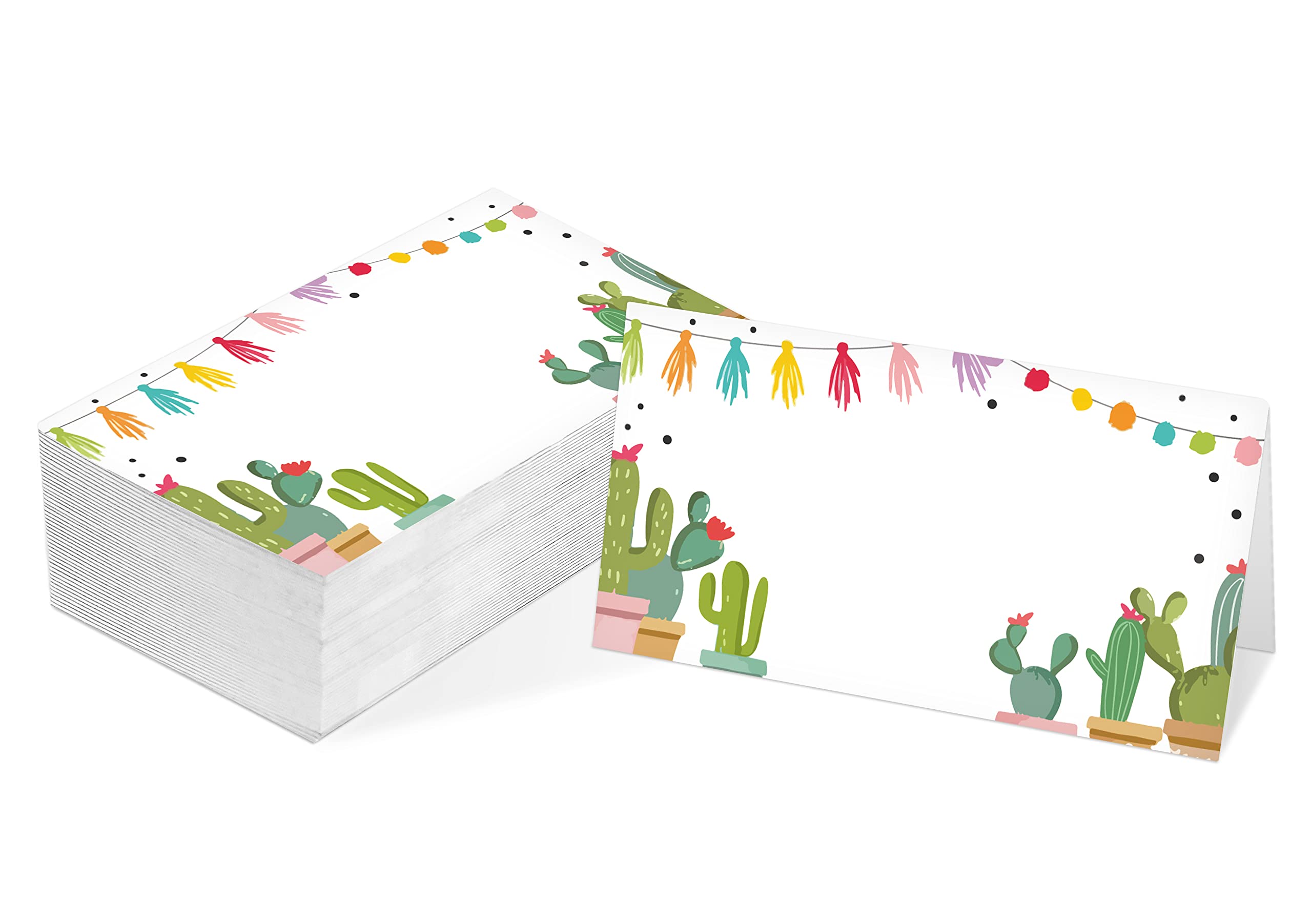 Table Place Card, Mexican Fiesta Themed Tent Style Cards, Pack of 25 Half-Fold Reception Place Card, Fiesta Cactus Food Labels, Fiesta Confetti Decor, Perfect for Baby Shower, Birthday Party C27